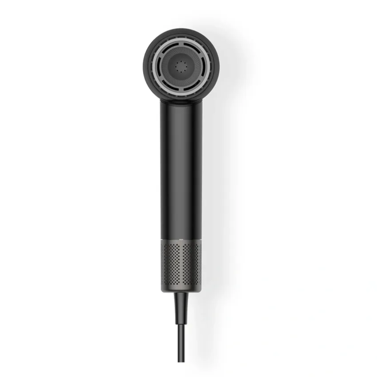 Black and gold handheld massager on a white background