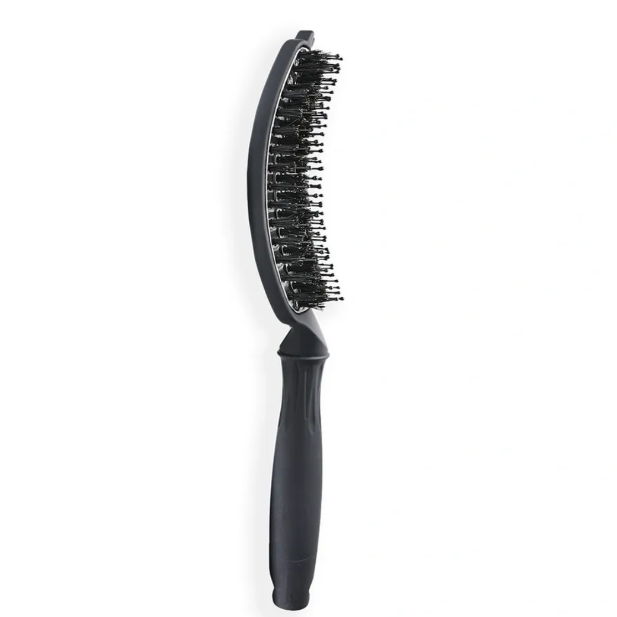 Black hairbrush on a white background