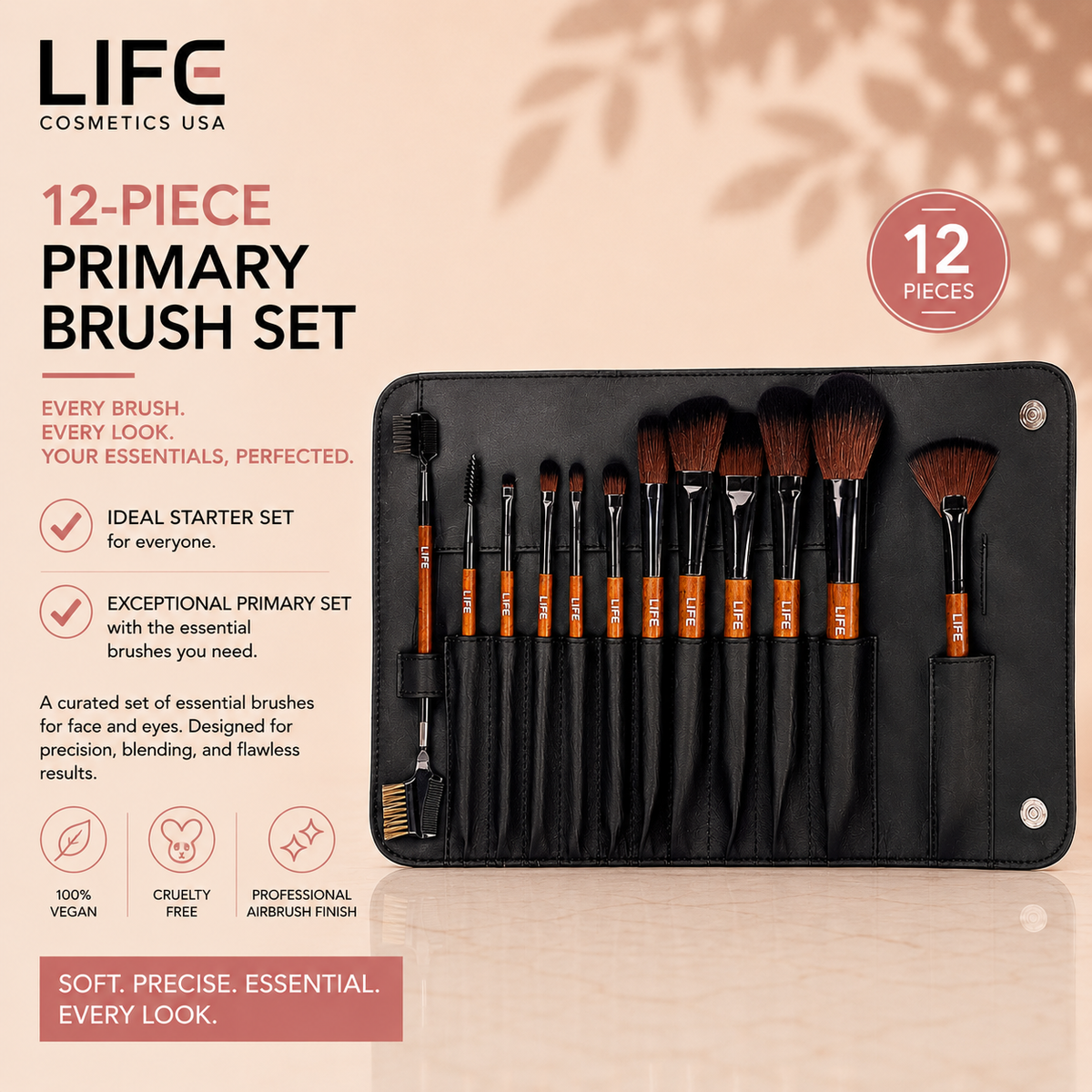 12-Piece Primary Brush Set with Pouch