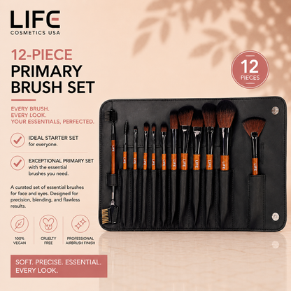 12-Piece Primary Brush Set with Pouch