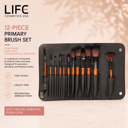 12-Piece Primary Brush Set with Pouch