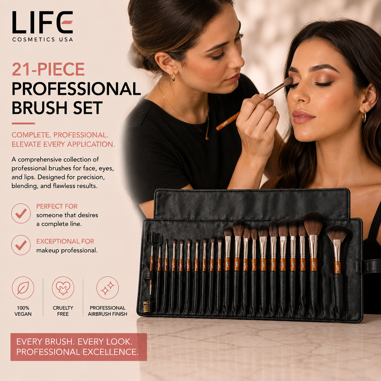 21-Piece Professional Brush Set with Pouch