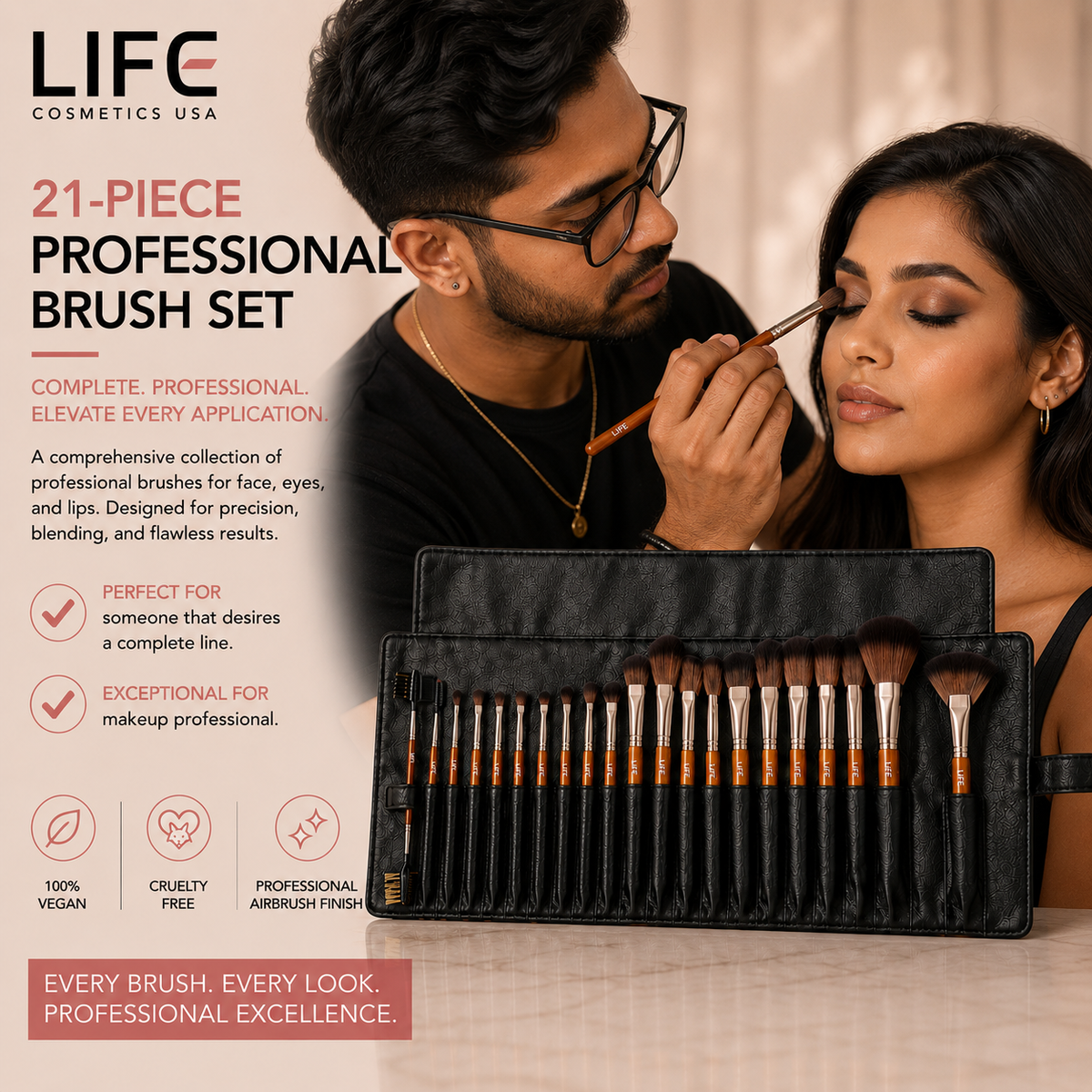 21-Piece Professional Brush Set with Pouch