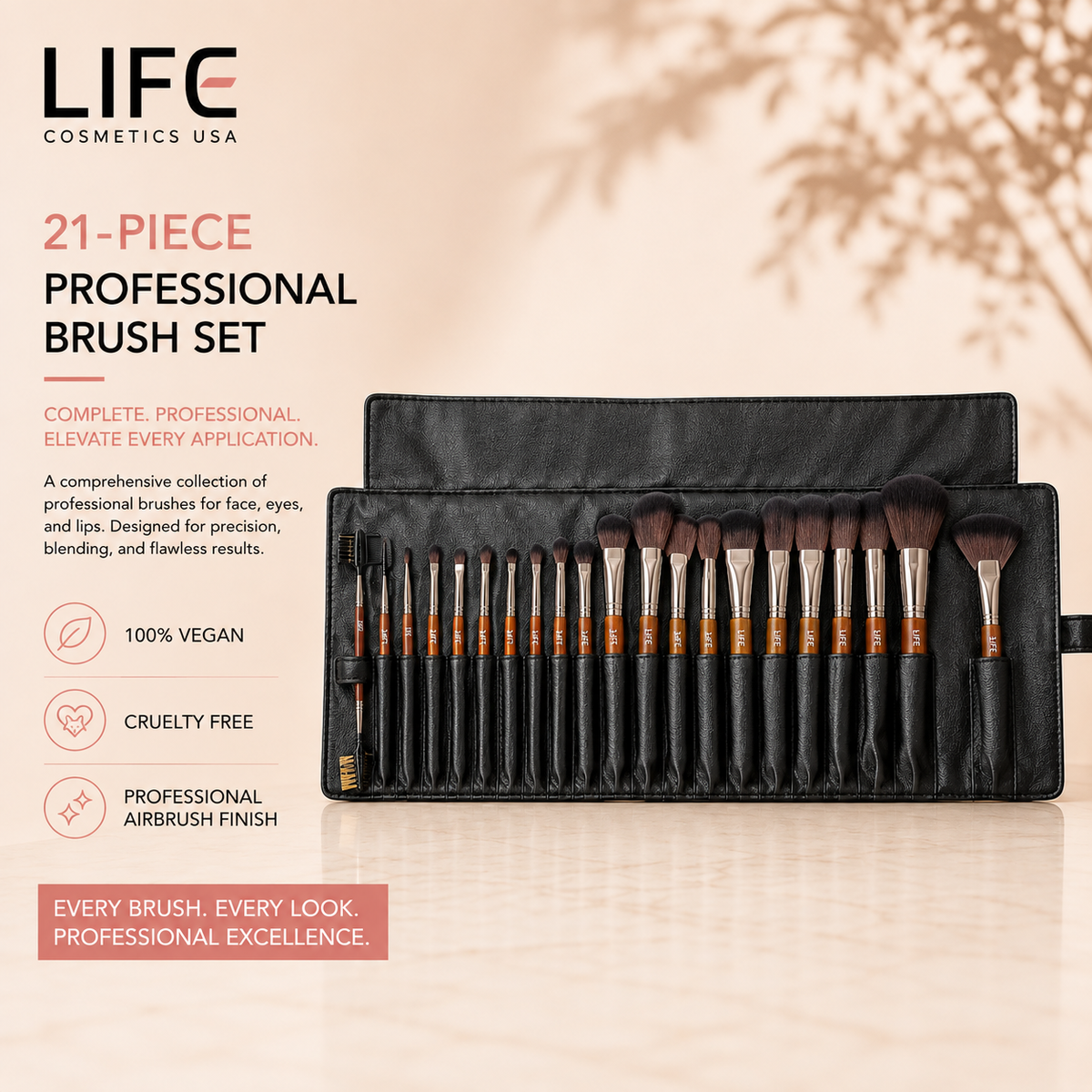 21-Piece Professional Brush Set with Pouch