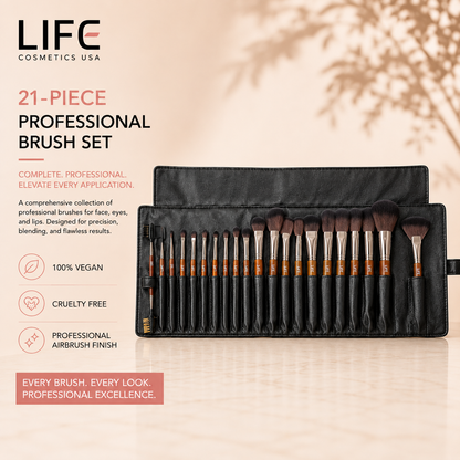 21-Piece Professional Brush Set with Pouch