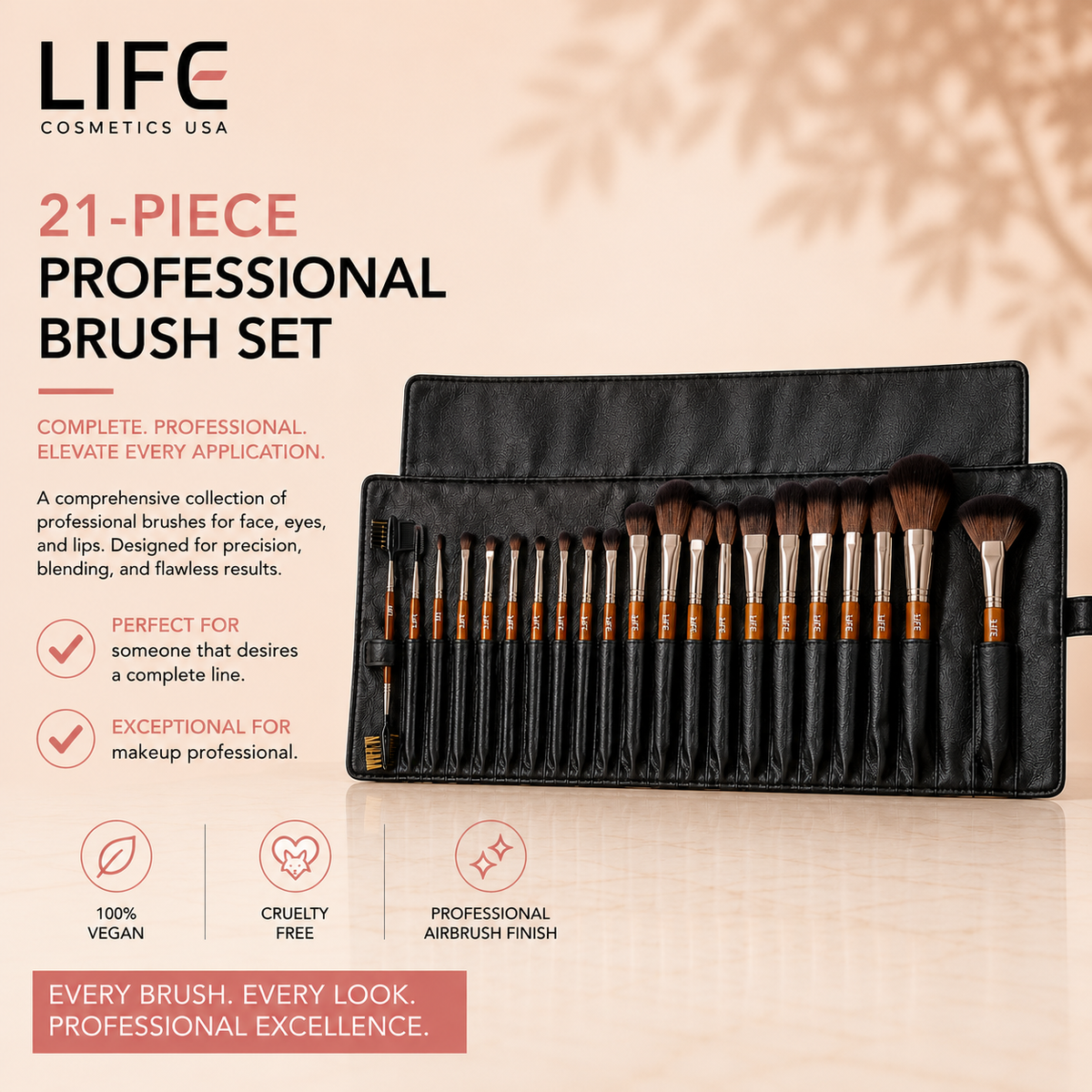21-Piece Professional Brush Set with Pouch