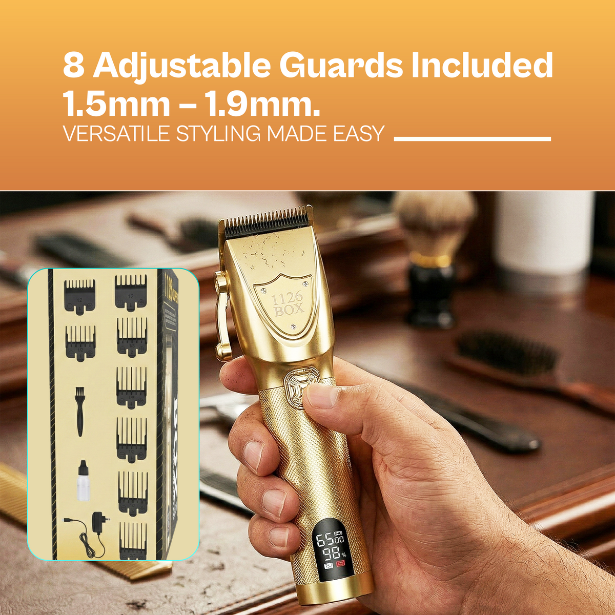 BOX90210 1126 PRO GOLD DLC TITANIUM CORD AND CORDLESS CLIPPER