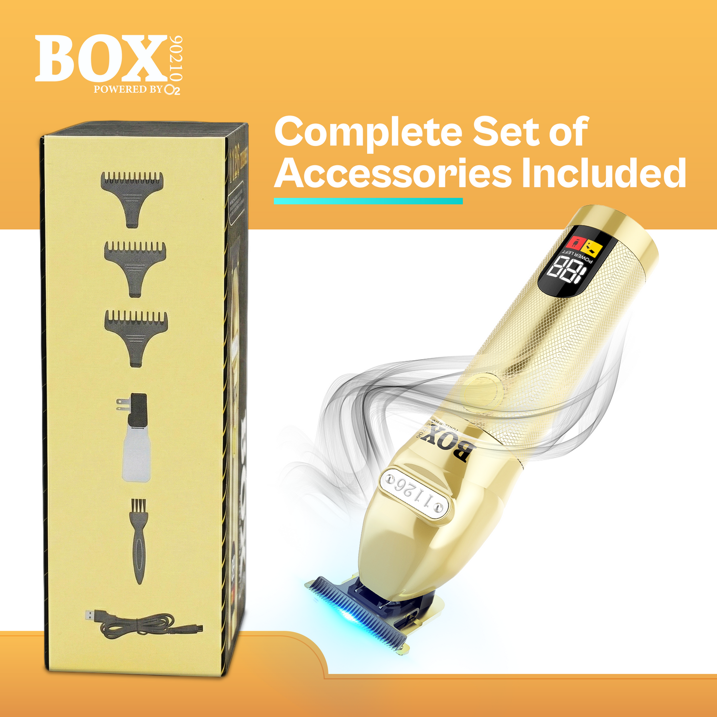 BOX90210 1126 PRO GOLD DLC TITANIUM CORD AND CORDLESS TRIMMER