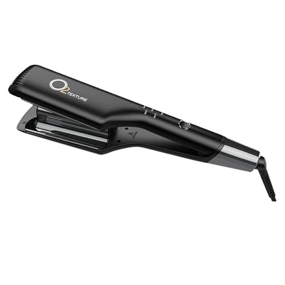 Black O2TEXTURE Titanium Ceramic Double Waver shown slightly open on a white background
