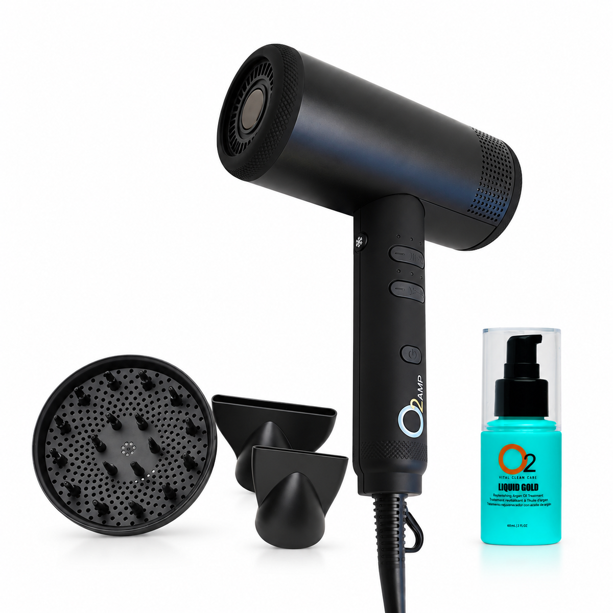 O2AMP Hypersonic Hair Dryer with FREE Liquid Gold