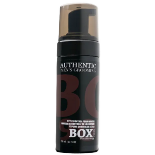 Black grooming product bottle with 'BO' branding on a white background