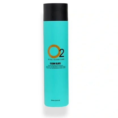 Turquoise bottle with black cap on a white background