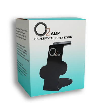 O2AMP professional dryer stand packaging on a white background