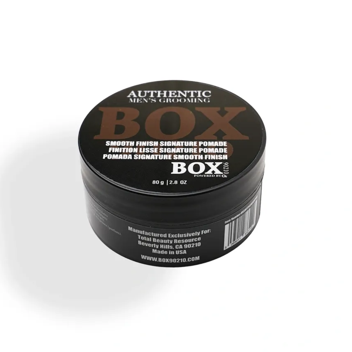 Black container with 'BOX' branding on a white background