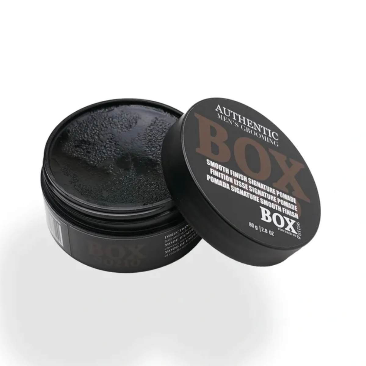 Black container with lid on a white background
