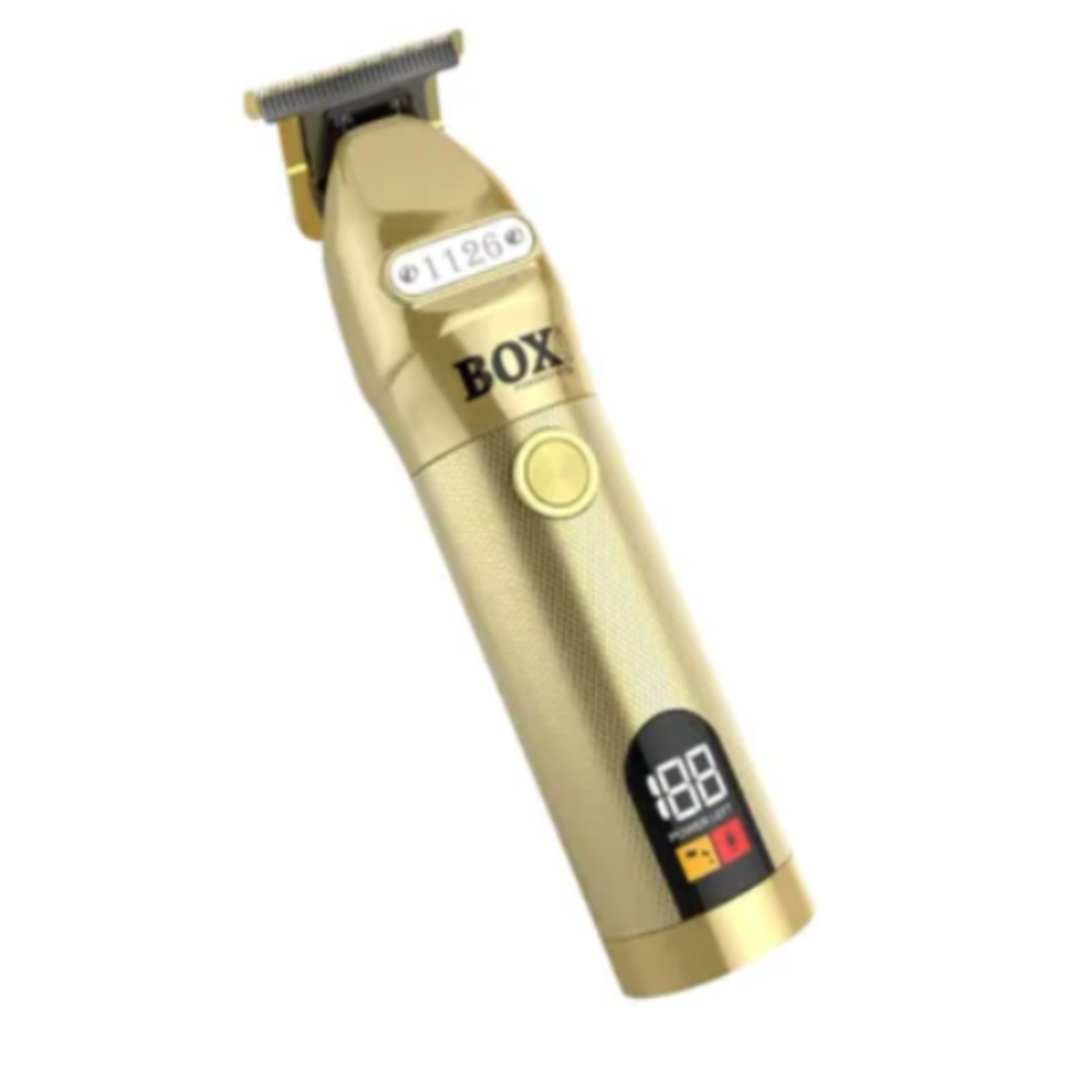 Gold hair trimmer with 'BOXLIVE' branding on a white background