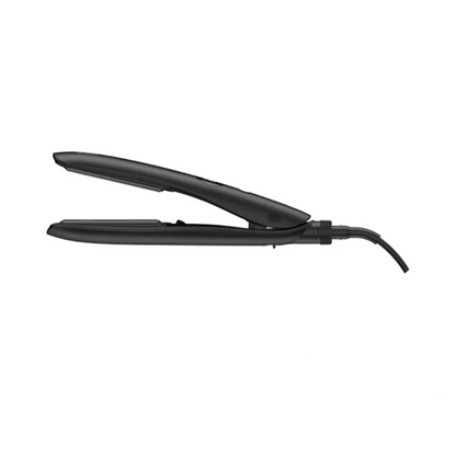 Black hair straightener on a white background