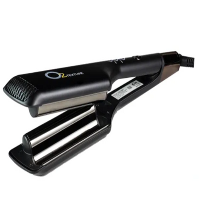 Black hair straightener on a white background