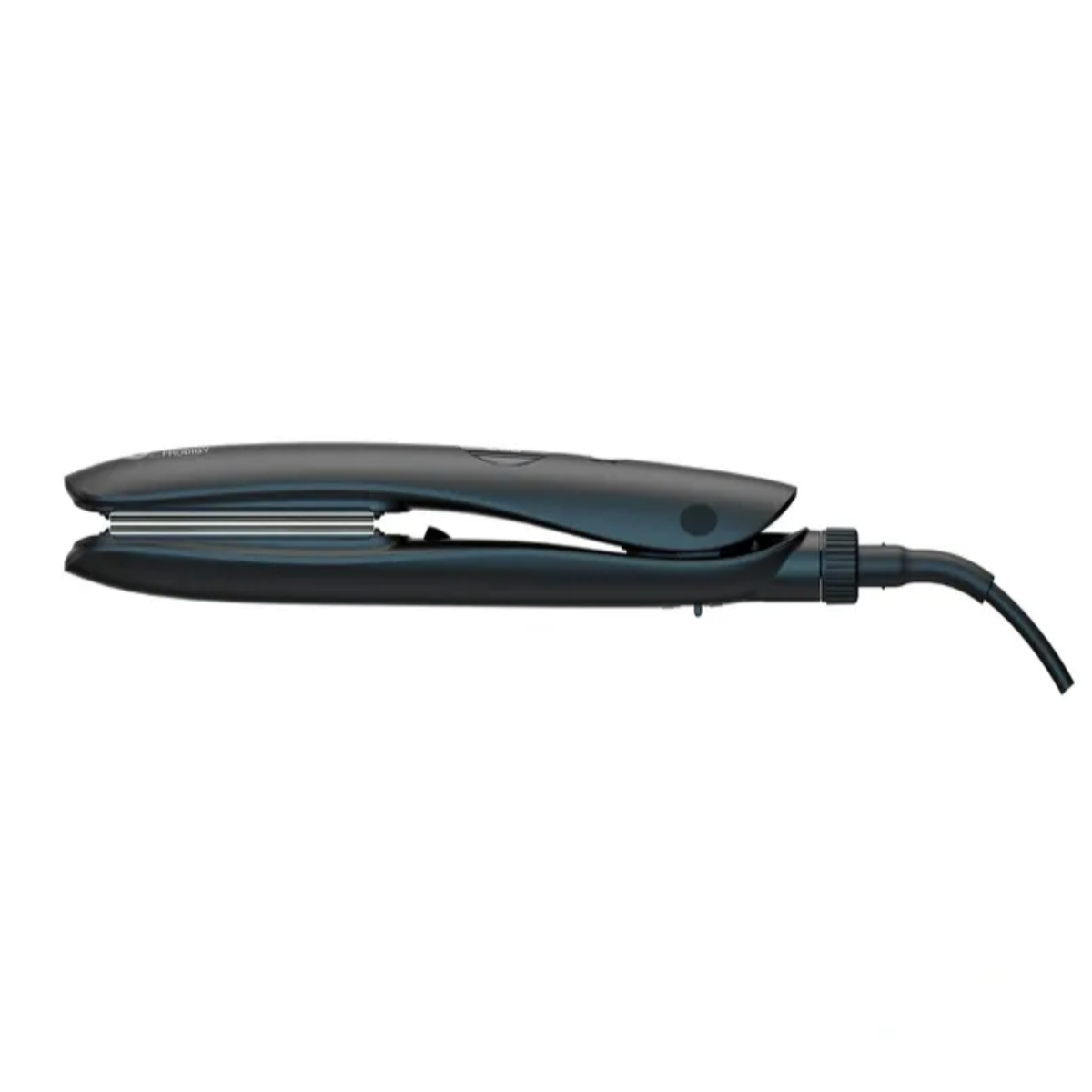 Black hair straightener on a white background