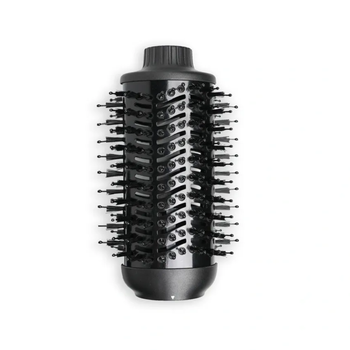 Black hairbrush with bristle design on a white background