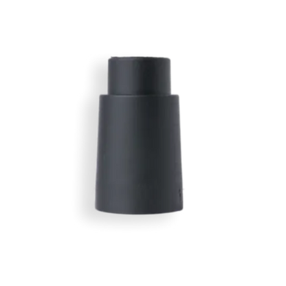 Black cylindrical object on a white background