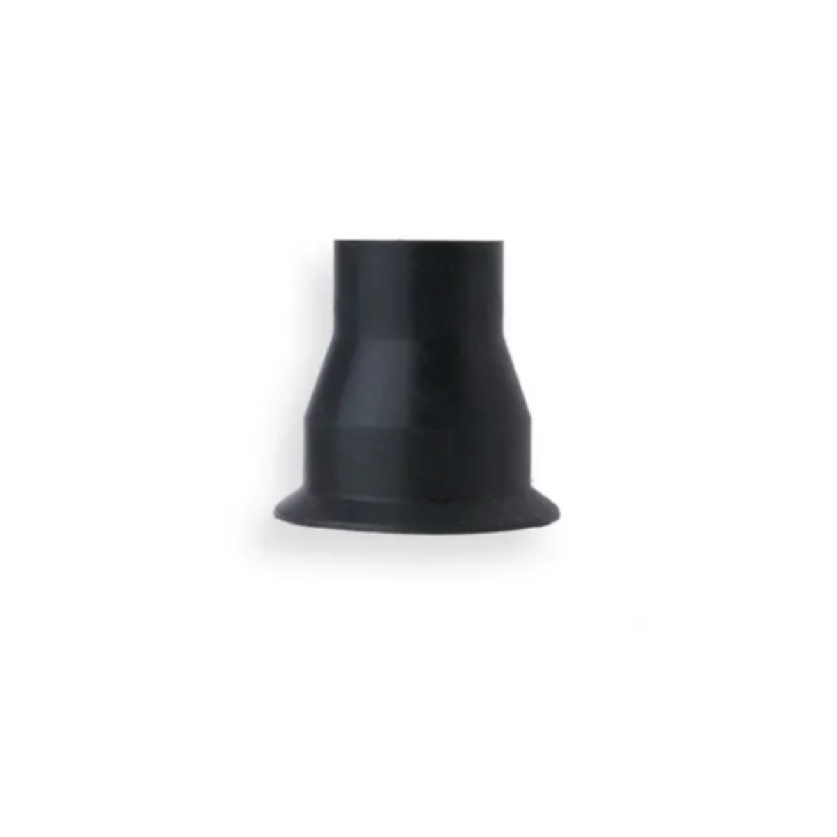 Black rubber hose fitting on a white background