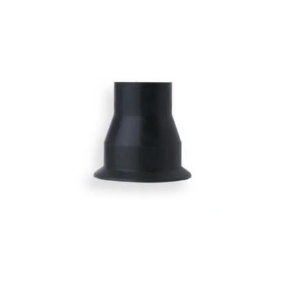 Black rubber hose fitting on a white background