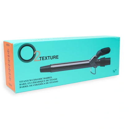 O2 Texture hair styling tool packaging on a white background
