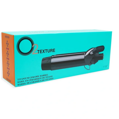 Box of a hair styling tool with 'O2 Texture' branding on a white background
